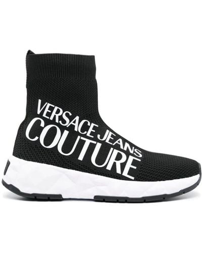 Versace Jeans Couture Sock-Sneakers mit Logo-Print - Schwarz