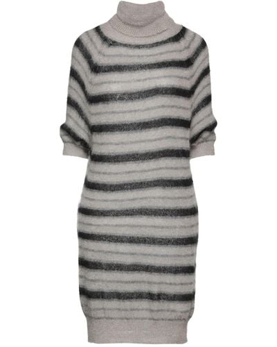Biancoghiaccio Mini Dress Acrylic, Polyamide, Mohair Wool - Grey