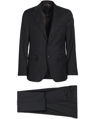 Caruso Steel Suit Super 130S Wool - Black
