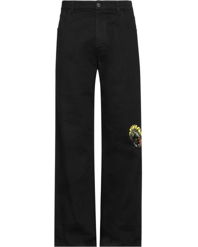 Raf Simons Relaxed Fit Denim Pants With Cut Out Knee Patches in Black