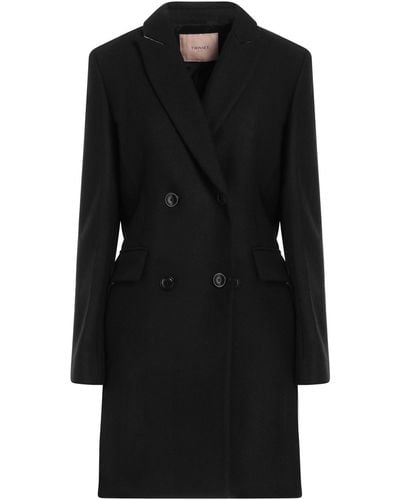 Twin Set Coat Wool, Polyamide, Polyester, Viscose - Black