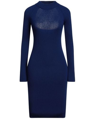 Blumarine Midi Dress Virgin Wool - Blue