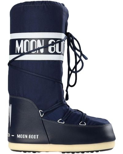 Moon Boot Stivali Da Neve "Classic" In Nylon Impermeabile - Blu