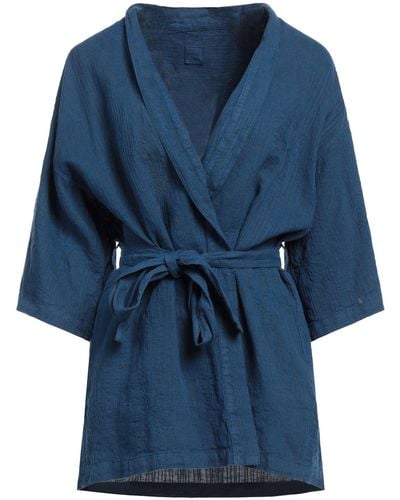 120% Lino Overcoat & Trench Coat - Blue