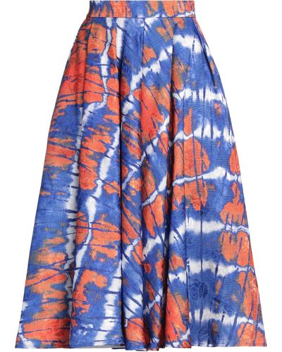 Stella Jean Bright Midi Skirt Polyester, Elastane - Blue