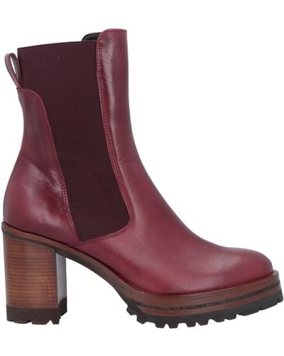 Zinda Burgundy Ankle Boots Soft Leather - Purple