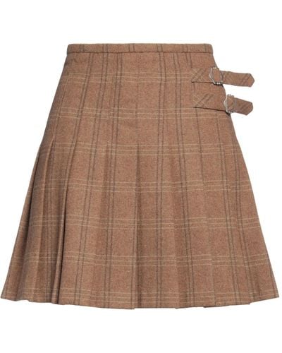 DUNST Camel Mini Skirt Polyester, Wool, Nylon, Acrylic - Brown