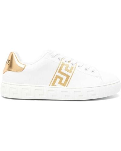 Versace Sneakers mit Greca-Stickerei - Weiß