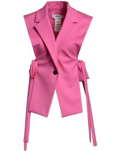 MSGM Fuchsia Blazer Wool, Elastane - Pink