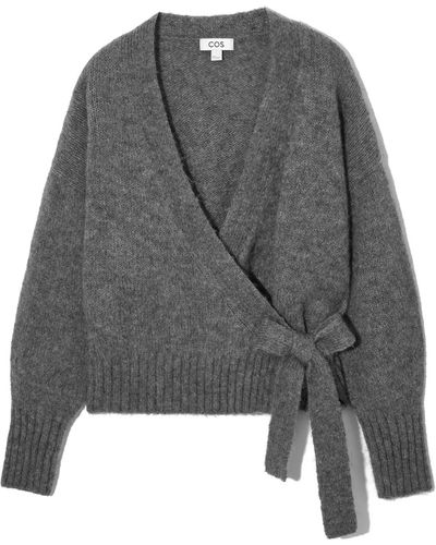 COS Wool-blend Wrap-over Cardigan - Grey