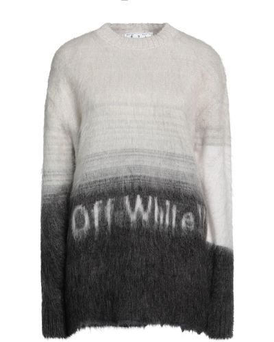 Off-White c/o Virgil Abloh Intarsia-logo Crew-neck Sweater - Gray
