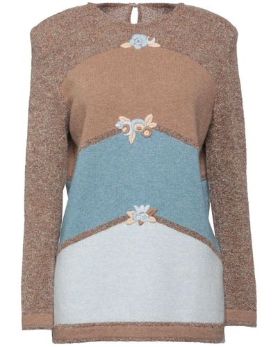 Pull Femme Giorgio Grati - Taille 38 - Laine Vierge Stretch - Vert D'eau - Neuf Avec étiquettes