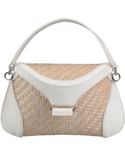 Rodo Handbag Soft Leather, Straw - White