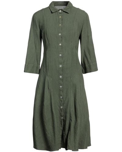 120% Lino Midi Dress - Green