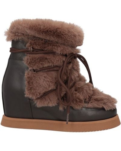 Eqüitare Dark Ankle Boots Leather, Shearling - Brown