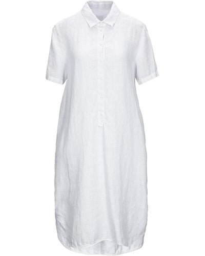 120% Lino Midi-Kleid - Weiß