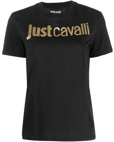 Just Cavalli Damen baumwolle t-shirt - Schwarz