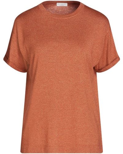 Brunello Cucinelli Sweater Cashmere, Silk, Polyamide, Metallic Polyester - Orange