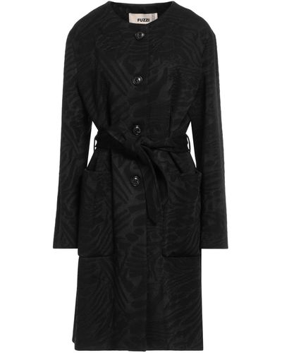 Fuzzi Overcoat & Trench Coat - Black