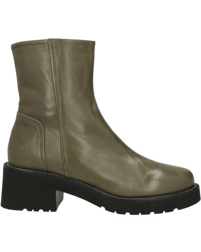 Pas De Rouge Military Ankle Boots Leather - Green