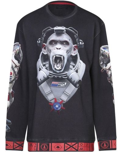 Frankie Morello Sweatshirt mit Affen-Astronaut - Schwarz