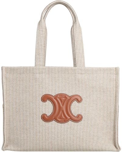 Celine Camel Shoulder Bag Cotton, Linen, Calfskin - Natural