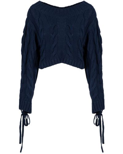 KENZO Cable lace up jumper - Azul
