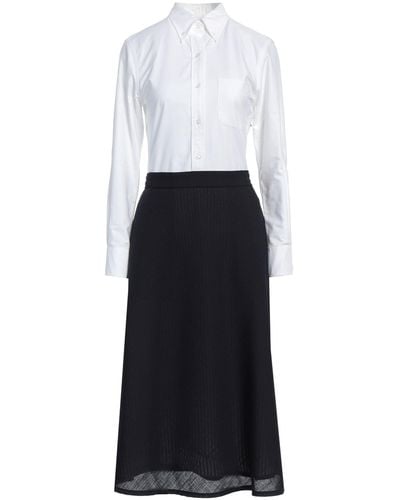 Thom Browne Midi Dress Wool, Cotton - White