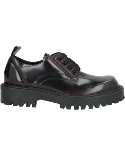 Vic Matié Burgundy Lace-Up Shoes Leather - Black