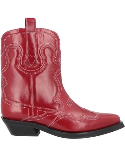 Ganni Ankle Boots - Red