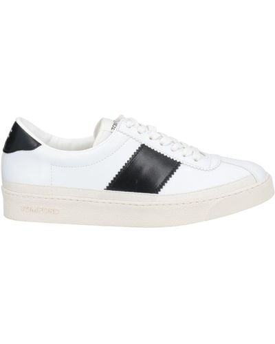Tom Ford Sneakers Calfskin, Polyurethane, Polyester, Cotton - White
