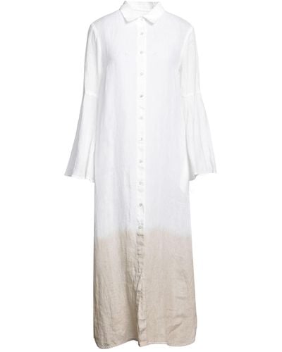 120% Lino Midi-Kleid - Weiß