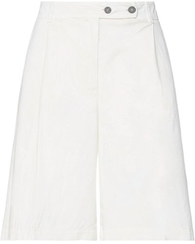 Semicouture Ivory Shorts & Bermuda Shorts Cotton, Elastane - White