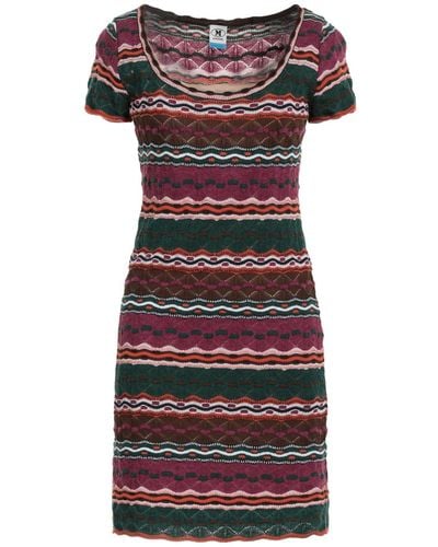 M Missoni Mini Dress Wool, Polyamide, Polyester, Acrylic, Cotton - Red