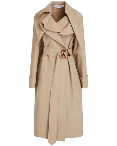 JW Anderson Belted Cotton-blend Faille Trench Coat - Natural