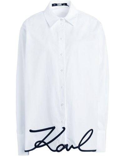 Karl Lagerfeld Chemise en coton biologique à broderies signature - Blanc