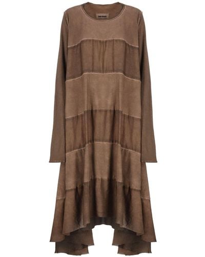 Uma Wang Vestido marrón de algodón con cuello redondo