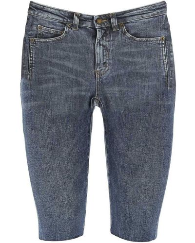 Saint Laurent Cropped Jeans - Blu