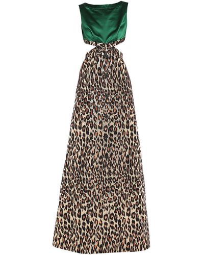 Miu Miu Leopard Print Maxi Dress - Green