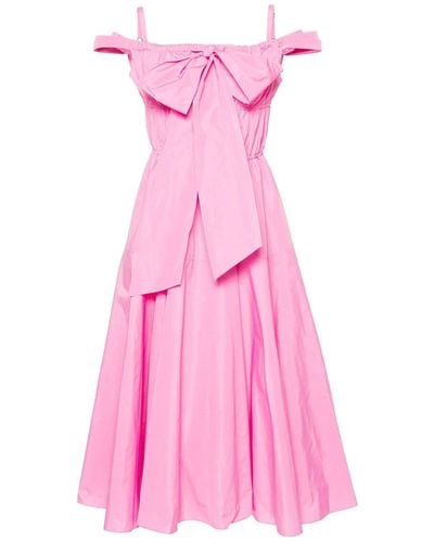 Patou Vestido midi rosa con hombros descubiertos