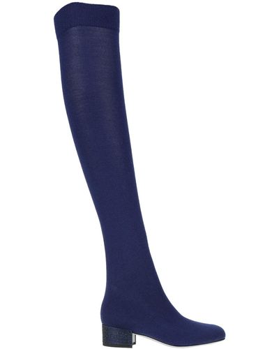 Rene Caovilla Knee Boots - Blue
