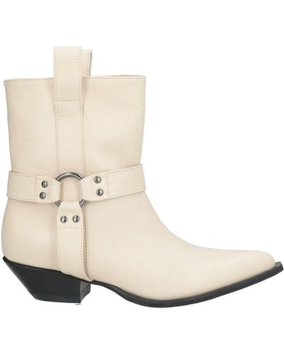 Manila Grace Ivory Ankle Boots Cow Leather - Natural