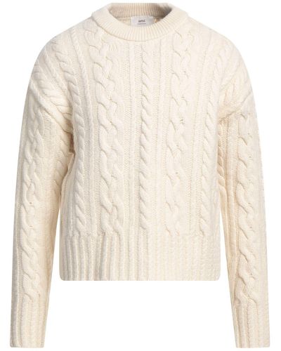 Ami Paris Cable-knit Crew-neck Jumper - White