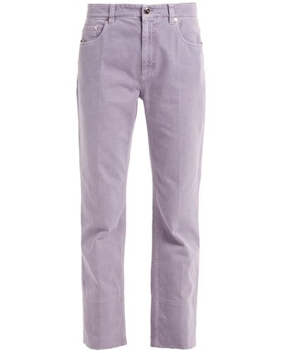 Brunello Cucinelli Light Jeans Cotton, Elastane, Soft Leather, Brass - Purple