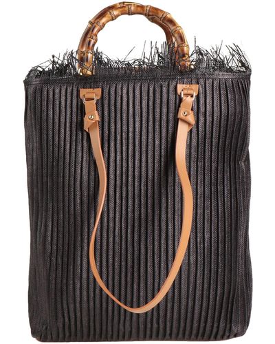Anita Bilardi Handbag Polyamide, Calfskin, Bamboo - Black