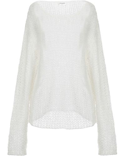Saint Laurent Ivory Sweater Mohair Wool , Polyamide, Wool - White