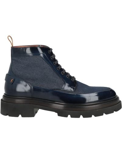 Santoni Ankle Boots Leather, Textile Fibres - Blue
