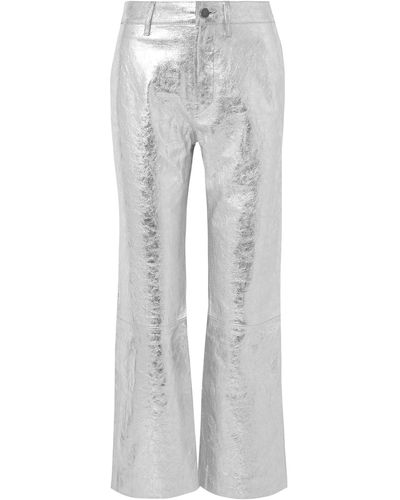 Simon Miller Metallic Textured-leather Straight-leg Pants