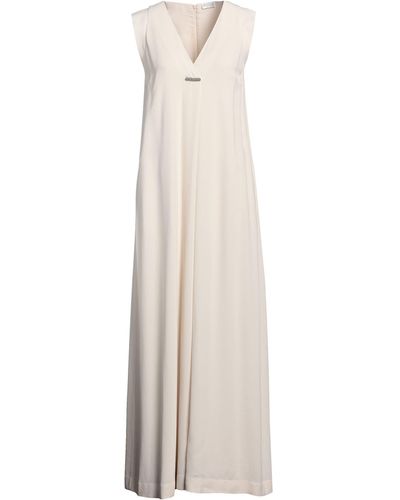 Brunello Cucinelli Ivory Maxi Dress Silk, Brass - White