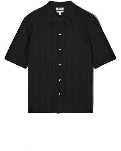 COS Textured Striped Knitted Shirt - Black